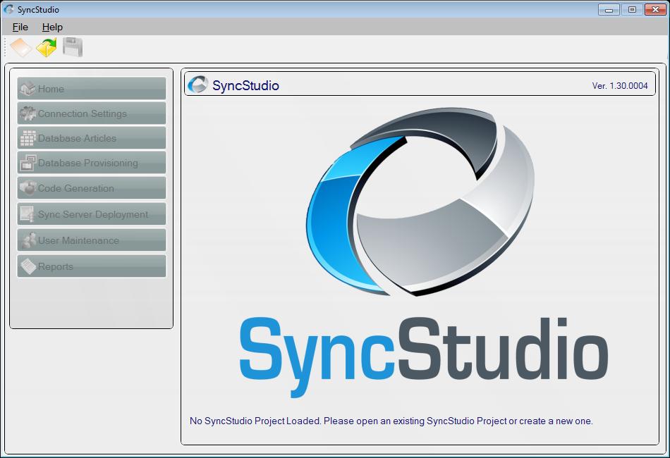 Create and Configure your SyncStudio Project Now that you have all three tables created open the SyncStudio program and click on File New Project and enter SYNCSTUDIO_SAMPLE for the project name, as