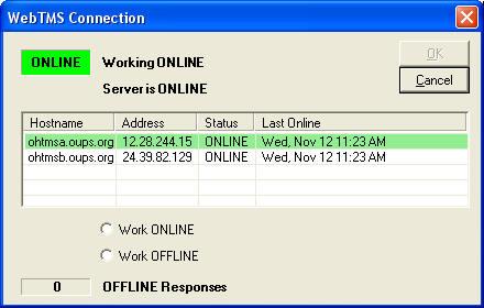 Online/Offline Mode To force OFFLINE mode, select the "Work OFFLINE" option and click OK.