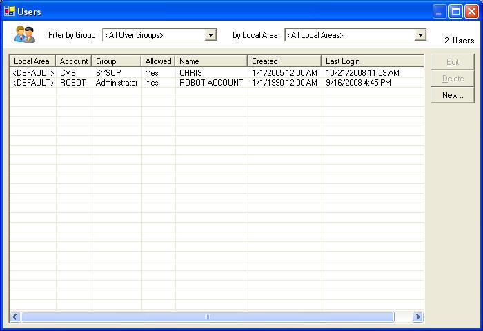 Admin: Users Users The Users windows allows administrators to define user accounts for other WebTMS users in their company. There are three account types: Administrators, Operators and Locators.