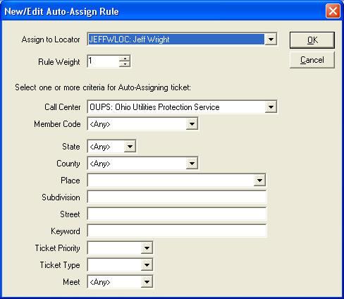 Admin: Locator Auto-Assign Assign to Locator - The locator to which the ticket will be assigned.