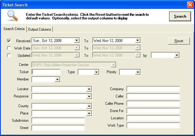 Ticket Search Ticket Search The Ticket Search window allows you to search for any ticket received, for at least the last 3 months. Archives of older data are available in Microsoft Access Database (*.