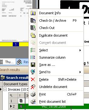 Double-click in this list on the appropriate document, and it is shown in the display window.