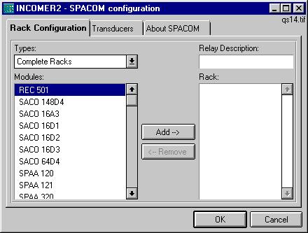 CAP 505 1MRS752292-MUM Fig. 3.9.2.2.-1 The configuration dialog for SPACOM device objects Now, locate the module named SPAD 346 from the Modules list and click Add > when you have selected the module.
