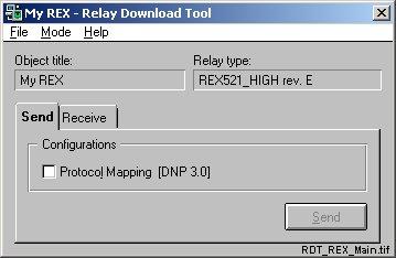 CAP 505 1MRS752292-MUM Fig. 10.2.-1 The Relay Download Tool window 10.3. Menu commands This section describes commands that are available from the menu bar. 10.3.1. File menu The File menu is used for terminating the Relay Download Tool session.