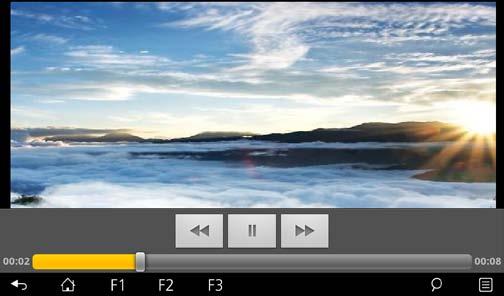 When you open a video, playback control icons appear on the screen