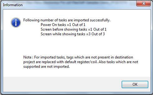 Then import screen from the project you want to import the screen task, this step can be skipped then you can import task of Screen 1 of the one project to any of the screen of the other project also.