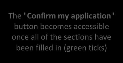 the sectins have been filled in (green ticks) Once all f the