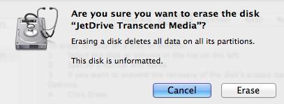 Please make sure that the correct drive is selected before starting to erase.