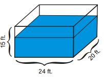 CCM6+ Unit 12 Surface Area and Volume page 13 VOLUME of RECTANGULAR PRISMS 1. A swimming pool with the dimensions shown below is filled two-thirds of the way full. It costs $0.04 per cubic ft.