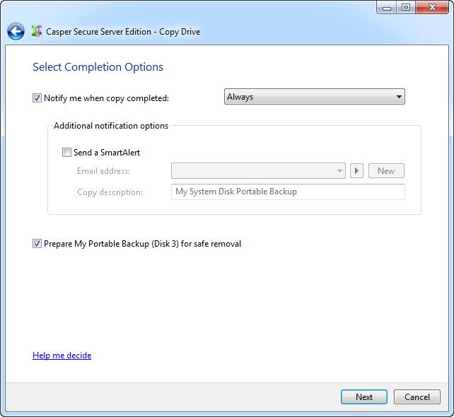 Click Perform the copy whenever I connect my portable backup drive. 10.