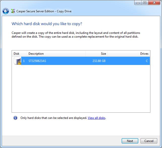 3. Select the disk device to be upgraded as the hard disk to copy, and click Next. 4.