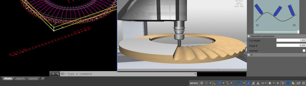 Options: Interpolation of curves Machining of lines, arcs, polylines, etc with automatic 3 or 5 Axis interpolation