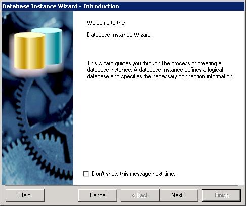 The Database Instance Wizard opens. 5. Click Next. 6.