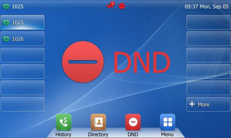 Basic Call Features When DND feature is activated, the IP phone supports displaying a large DND icon on the idle screen. For more information, contact your system administrator.