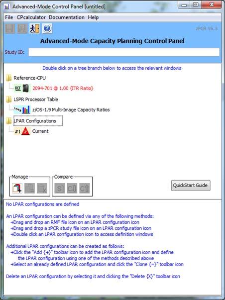 zpcr Advanced- Mode Capacity Planning Control Panel View Muli-Image LSPR table View QuickStart Guide LPAR Configuration Planning Manage Multiple