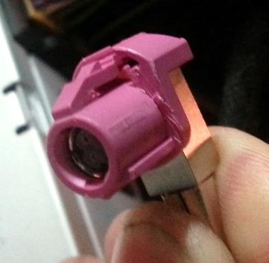 Locate the factory Pink (For AUDI s with NAV, this connector is GRAY), 4-pin round connector that was removed from the radio