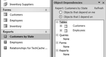 Identifying Object Dependencies Object dependencies are listed by object type. A B Each object in a database is, in some way, connected to other objects.