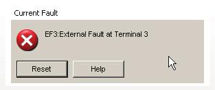 4.3.1 Current Fault The message above will appear when a fault occurs. If the drive is operating normally without any problems, the Status window will read, Normal.