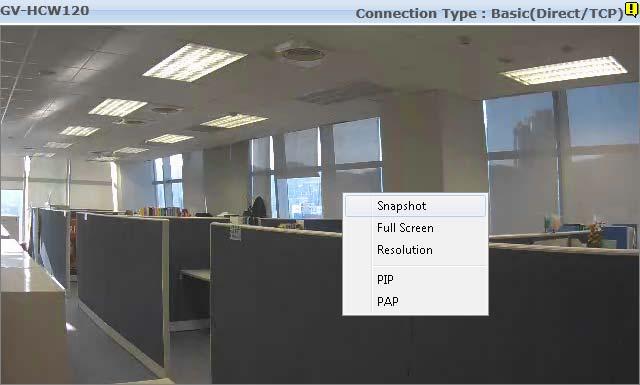 Right-click the live view to access additional functions. Figure 3-6 Snapshot: Saves the current live view image. Full Screen: Switches to full screen view.
