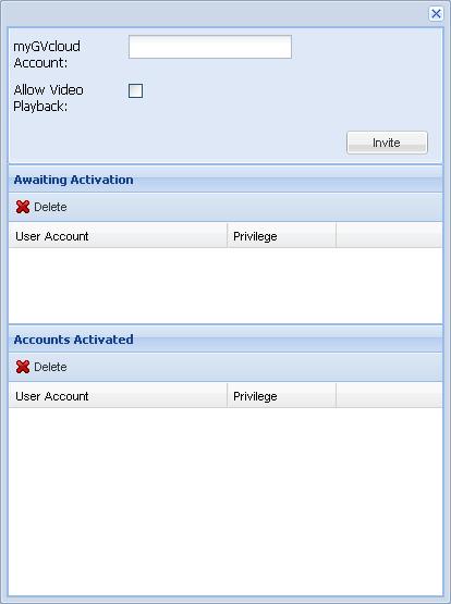 [Share Camera] Click Setting to share the cameras assigned to your mygvcloud account to up to 4 other mygvcloud accounts.