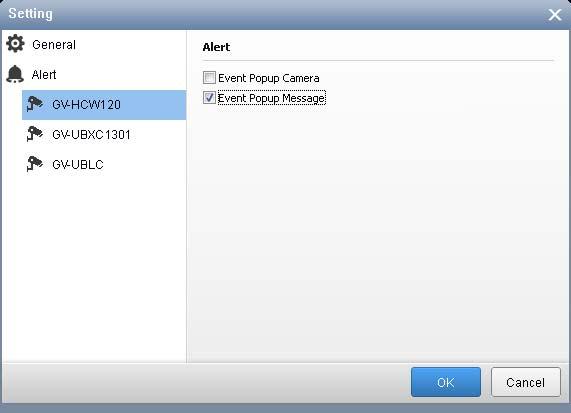 4 mygvcloud CamViewer 3. Under the Alert tab, select a camera to enable or disable the popup notification upon motion detection events.