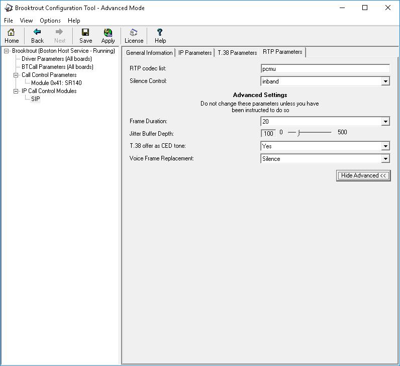 7.7. Configure RTP Parameters Select the RTP Parameters tab and set the RTP codec list value