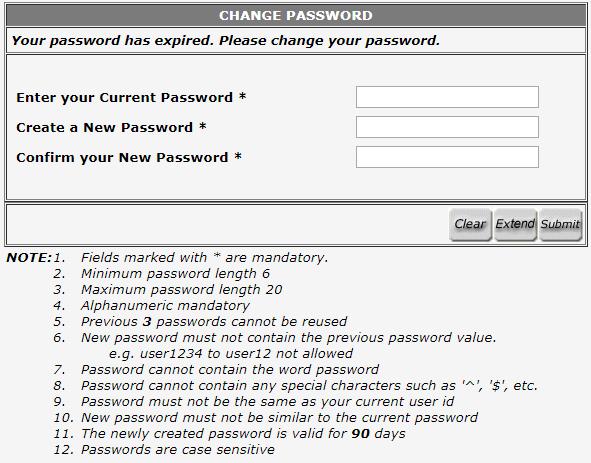 Login Password Expiry 1. What should I do if my login password is expired at the point of login?