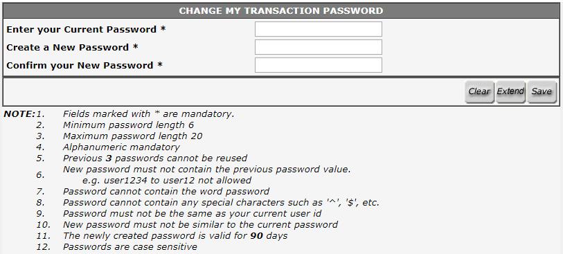 If you wish to change the password follow the below steps. Step 01. Enter the current password Step 02.