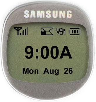 External LCD: shows your current signal strength.the more lines you have, the stronger your signal. means your phone cannot find a signal. tells you a call is in progress. Time/Date is displayed.