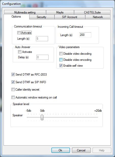 The "Miscellaneous" tab allows you to configure the main operating parameters: Communication time-out: to configure a maximum communication time between the XELLIPMedia application and a party.