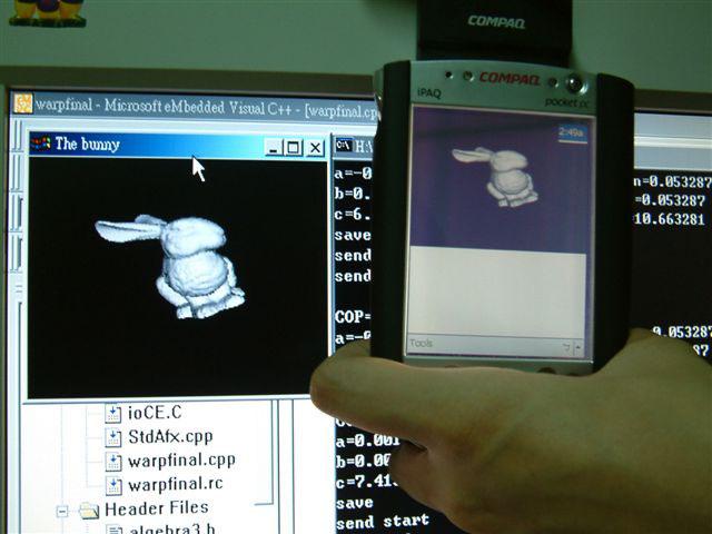 Figure 3: Two OpenGL programs running on the Pocket PC. (Left) The Dragon (Right) An NVIDIA shader demo. 4.