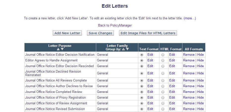 HTML Letters System Admin>