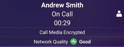 During a Call The Network Quality Indicator call panel