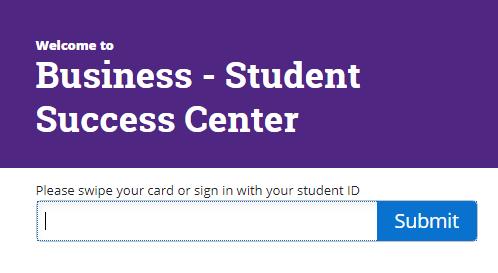 After making the service selection, the kiosk login page will appear and be available for student to either type in or card swipe to begin using the kiosk.