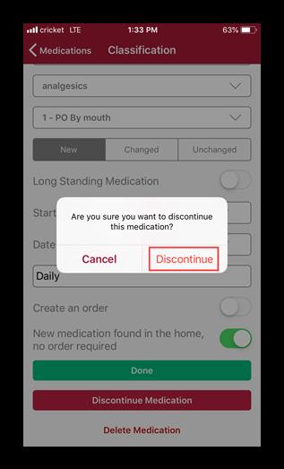 28 Once a medication has been entered, it can be edited by tapping on the name of the medication.
