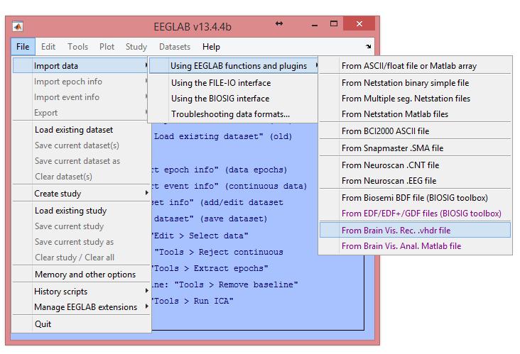 The Procedure export EEG data from your EEG softwares EEGLAB http://sccn.ucsd.