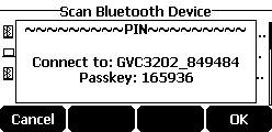 Using Your Phone with Bluetooth Devices 5. Make sure your mobile phone is showing the same passkey, and then tap the OK soft key on both mobile phone and IP phone.
