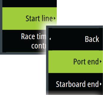 lengths) Setting up a start line The start line is a visual aid that shows the distance from the boat to the start line, tide direction, recommended start end bias, and what advantage in degrees and