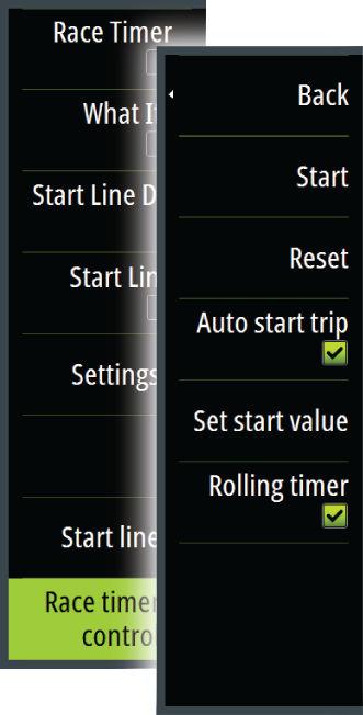 Different controls are enabled depending on if the timer is started or stopped. Set start value Set a time value which the timer shall use to count down to the start time of the race.