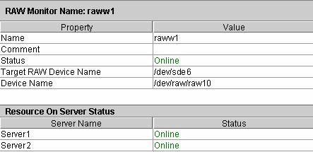 3.4.22 RAW monitor resource When you select an object for a RAW monitor, information appears in the list view.