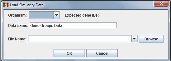 Working on similarity data no associated expression data To start working on similarity data (no expression data associated) select File>>New Session>> Similarity Data.