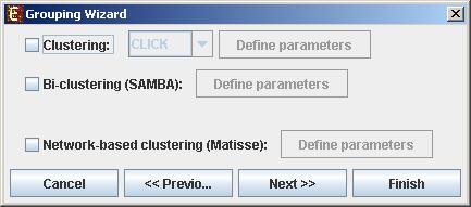 For some of the stages, parameters can be defined by pressing the corresponding Define parameters button.