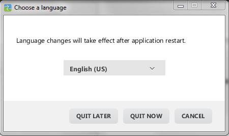 QUIT LATER - Retains the language selected and TI Connect CE will launch in this selected language the next time TI Connect