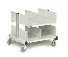 Load capacity: max. 0 kg/ trolley and max. 0 kg/shelf. Height of shelves can be adjusted by allen-key.