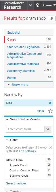Using/delivering results Refine your search results Copy cites and text for your work Refine by content category Review just cases or forms, etc.