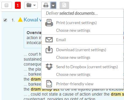 Print, email, download and save to Folders Deliver a single document as you view the full text. Deliver one or more documents from the results list even across content categories.
