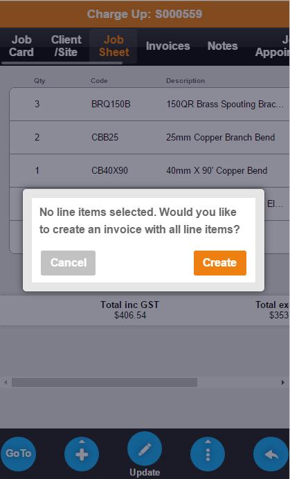 change the quantities to be invoiced. Tap on Proceed to create the invoice.