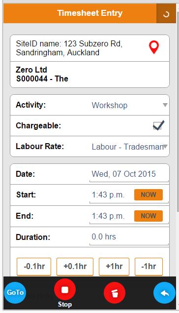 Timesheets using the Timer to enter the time Select the