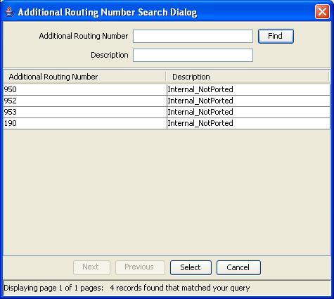 Chapter 3 3 To select an additional routing number, highlight it in the grid and click Select. Result: Your selection is inserted into the Additional Routing Number field.