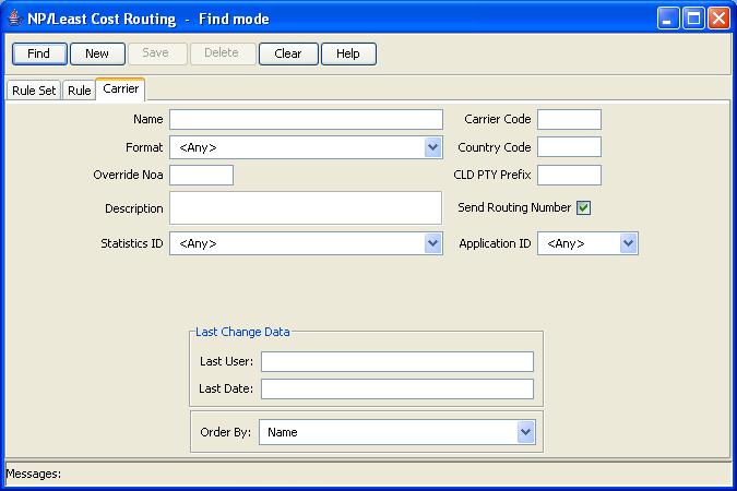 Chapter 4 Carrier tab Here is an example Carrier tab in Find mode in the NP/Least Cost Routing screen. Adding a carrier Follow these steps to add a new carrier.